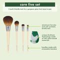 EcoTools Core Five Makeup Brush and Sponge Kit, For Eyeshadow, Blush, Bronzer, Eyeliner, & Foundation, Makeup Blending Sponge For Liquid & Cream Products, Essential Eco Friendly Brushes, 5 Piece Set