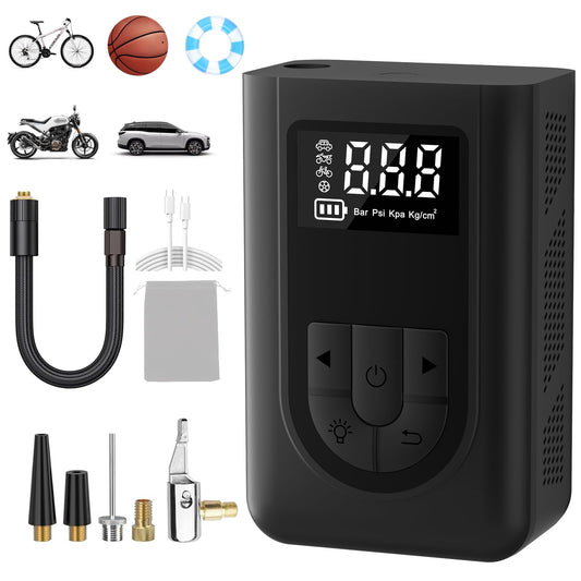 XHD-08Portable Air Compressor Tire Inflator Portable Air Pump for Car Tires 5-12V Car Air Pump Fast Charging and PD Output Charging,LED Light Cordless Tire Pump for Car,Bikes,Balls,Motorcycles