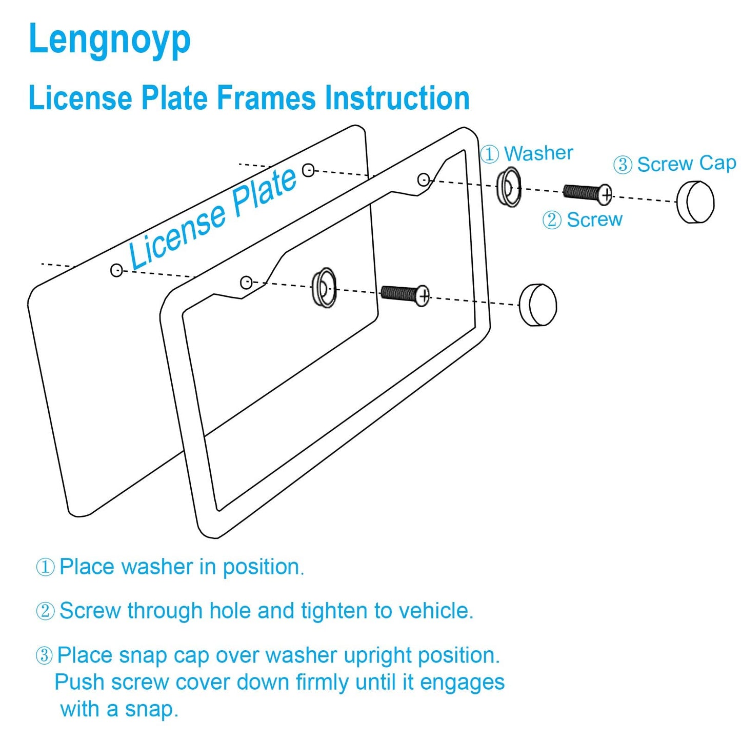 Lot de 2 cadres de plaque d'immatriculation de voiture en argent massif antirouille - Support universel en acier inoxydable avec vis et capuchons pour femmes et hommes par Lengnoyp