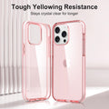 Funda para iPhone 15 Pro Max, color rosa, bonita y femenina, transparente, para mujeres y niñas, de grado militar, a prueba de caídas, a prueba de golpes, delgada y protectora (rosa)