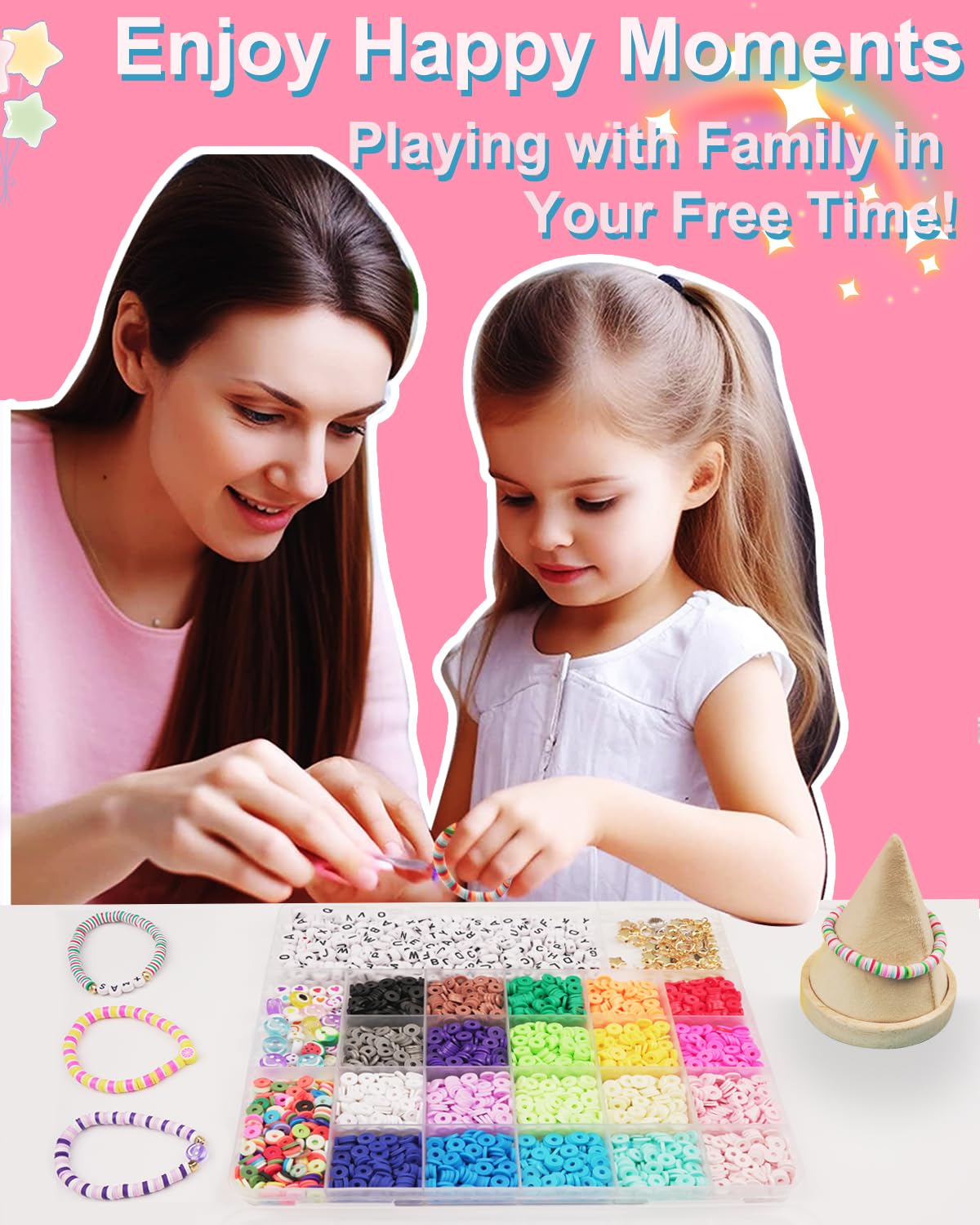 Mio Angle Bracelet Making Kit for Beginner 5000Pcs Preppy Polymer Friendship Bracelet Making with Charms Kit for Jewelry Making DIY Arts and Crafts Birthday Gifts Toys for Kids Age 6-13