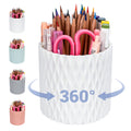 4Johor Porte-stylo rotatif à 360°, porte-stylo à 5 emplacements pour bureau. Pot à crayons pour bureau, école, dortoir et coiffeuse, accessoires de bureau (blanc)