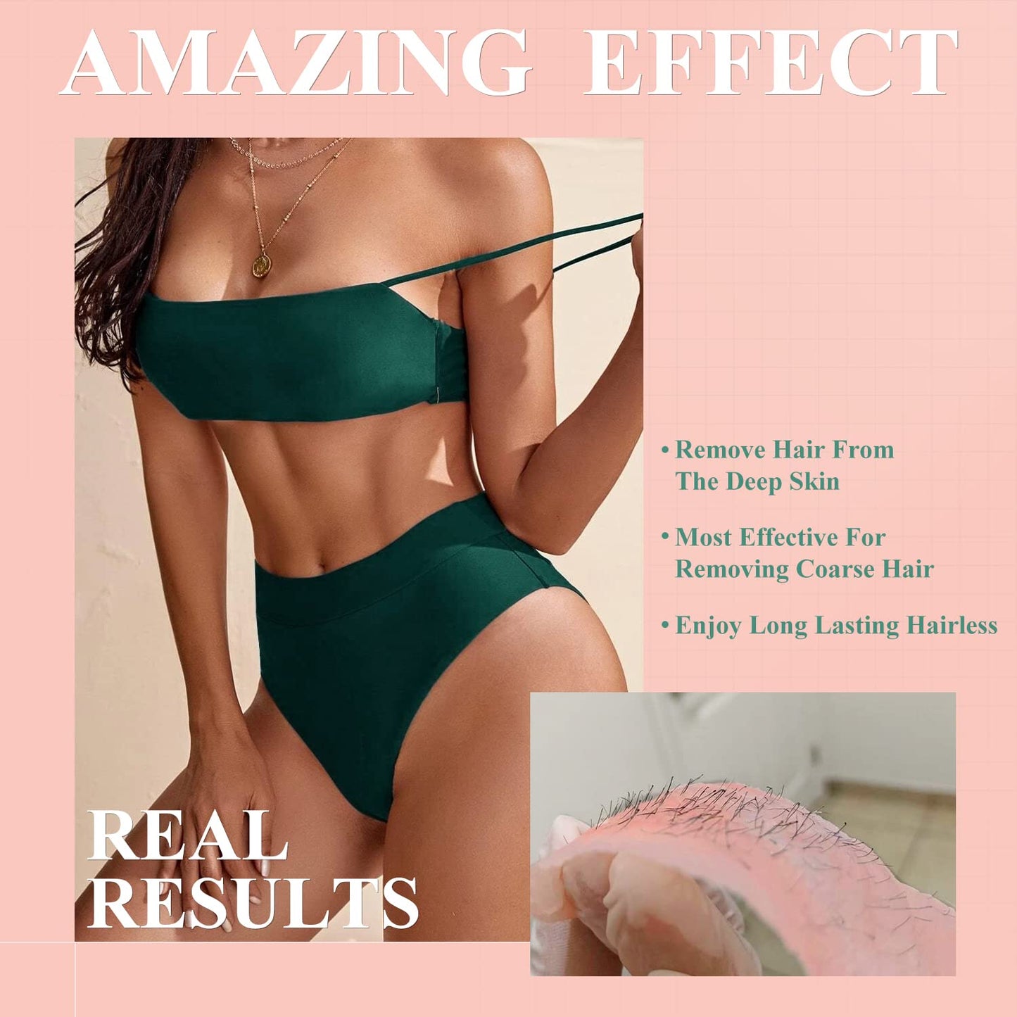 GIRLEARLE Perlas de cera dura, 1 lb de perlas de cera para depilación de pieles sensibles con fórmula de rosa, perfectas para todo el cuerpo, rostro, bikini brasileño y piernas en casa, recarga de cera para mujeres y hombres (rosa)