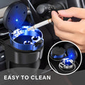 Cendrier de voiture Wevdn avec couvercle, cendrier automatique amovible sans fumée en acier inoxydable avec lumière bleue LED, mini poubelle portable pour porte-gobelet, accessoires intérieurs de véhicule universels (bleu)