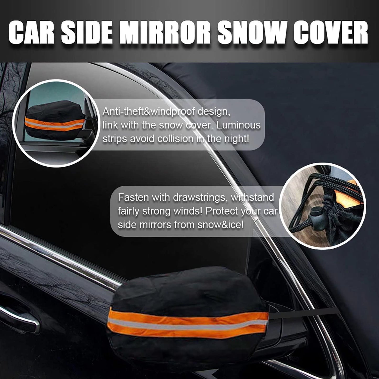 Laptom Pro [Upgrade] Windshield Snow Cover, Extra Large & 3-Layer Thick Fits Any Car Truck SUV Van, Straps & Magnets Double Fixed Design Windproof Outdoor Car Window Snow Covers, Keeps Ice & Snow Off