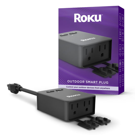 Roku Smart Home Outdoor Smart Plug - WiFi Smart Plugs Works with Alexa & Google Assistant, No Hub Required - IP64 Weather Resistance, Custom Scheduling Timer & Independent Outlets - Smart Home Product