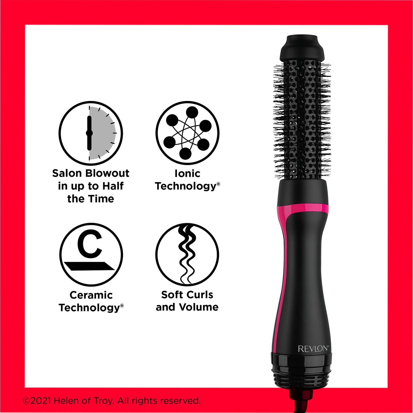 Revlon One Step Root Booster Round Brush Dryer and Hair Styler | Fight Frizz and Add Volume, (1-1/2 in)