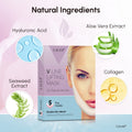 V Shaped Contouring Face Mask Line Shaping Lifting Belt Neck Reduction Jawline Lift Tape Enhancer Face Patch Firming Tightening Skin Chin Up Sculpting Collagen Mask Hyaluronic Acid Aloe Vera 5 pcs