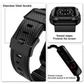 OROBAY Compatible with Apple Watch Band 45mm/44mm/42mm-Series 3/2/1 with Case, Shockproof Rugged Band Strap for iWatch SE2 SE Series 9/8/7/6/5/4/3/2/1 with Bumper Case Cover Men Women, Matte Black