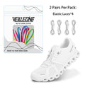 VEILLEONG 2 Pair Elastic No Tie Shoe Laces Tieless Shoelaces for Sneakers Shoes, One Size Fits All for Kids and Adults White