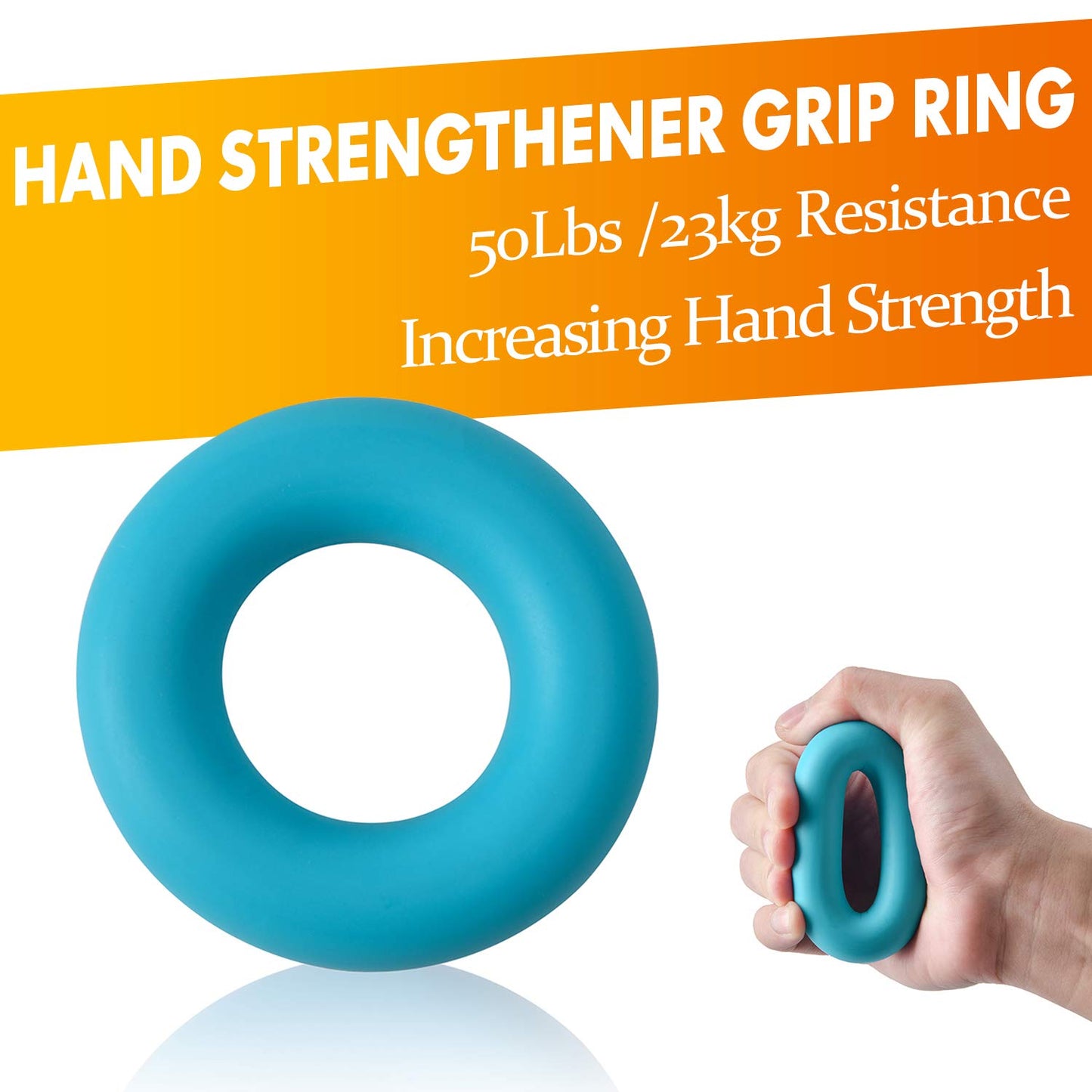 IMENSEAS Grip Strength Trainer 7 Pack Adjustable, Finger Stretcher Resistance Extensor Bands, Finger Exerciser, Hand Gripper Strength Ring & Stress Ball, Blue