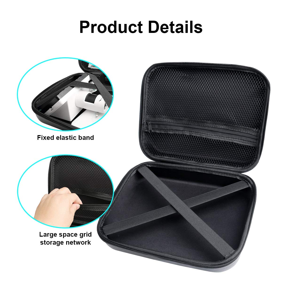 Bysameyee Original LCD Digital Microscope Carrying Case, Ultra Big Size Storage Bag Box for USB/Wifi/LCD Screen Handheld Portable Microscope Camera Endoscope Magnifier Pocket Microscope