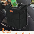 Pritent Car Trash Can with Lid, Cute Leakproof Car Trash Garbage Bag Hanging Vehicle Trash Bin Small Portable Automotive Garbage Cans Organizer for Back/Front Seat/Console(Trapezoid,Black)