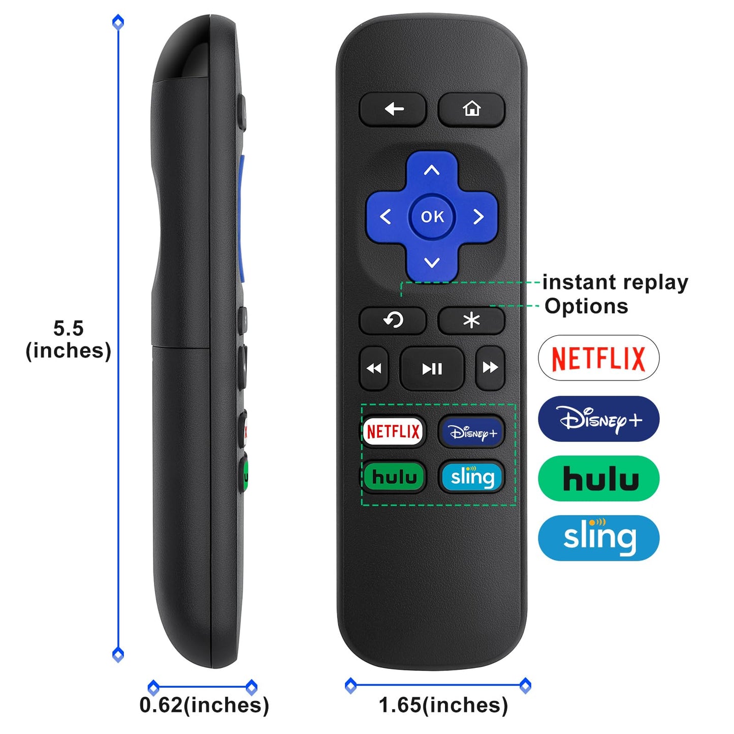 (2 Pack) Replacement Remote Control for Roku Express, for Roku Premiere, for Roku Box, for Roku Player, for Roku 1 2 3 4 -【NOT for Stick or TV】