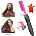 Peine alisador de pelo con calor, peines de presión térmica, peine alisador de pelo eléctrico de cerámica, rizador para cabello negro natural, pelucas de barba, regalo de vacaciones, color rosa