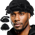 Babalet Halo Turban for Men Women Satin Lined Durag Head Wraps Scarf Skull Cap Pre-Tied Tassel Beanie Vintage Twist Sleeping Bonnet Headwraps Chemo Hair Loss Hat, Black