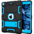 CCMAO iPad 9th Generation Case, iPad 8th/7th Generation Case, iPad 10.2 2021/2020/2019 Case with Kickstand, Heavy Duty Shockproof Hybrid Three Layer Protective Cover for Kids Boy Girl, Black+Sky Blue