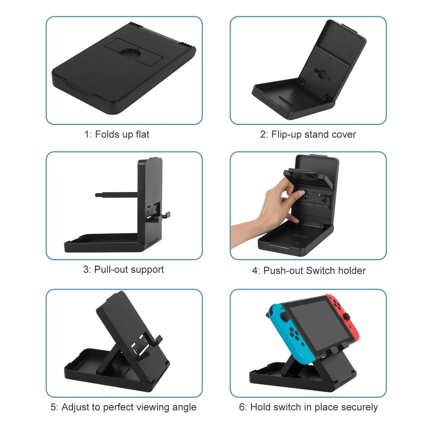 Support Nintendo Switch pour Nintendo Switch Support compact pliable multi-angle Support de jeu compatible avec Nintendo Switch Switch Lite IPad IPhone Samsung Galaxy Tab Téléphones Android Tablettes E-Reader