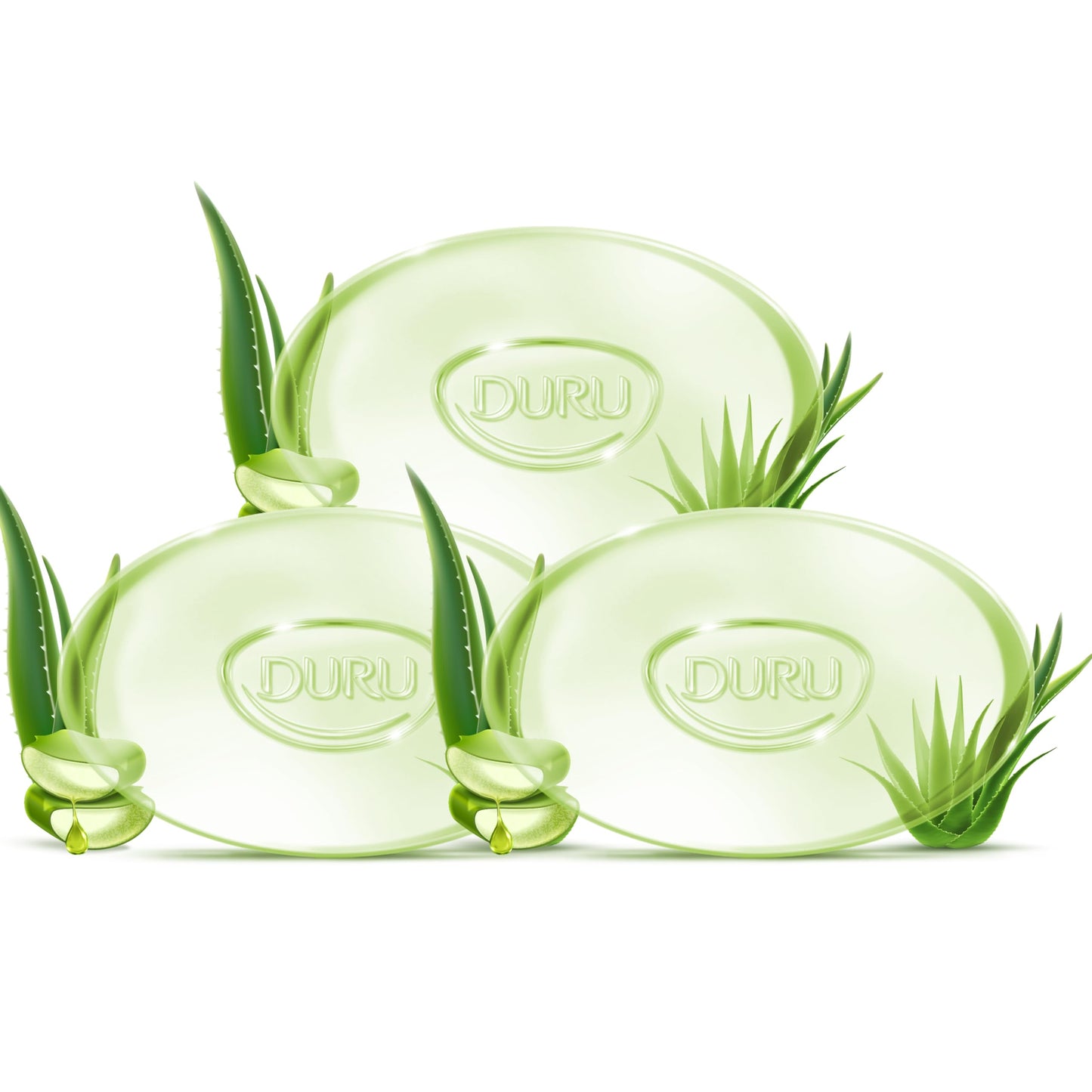 Duru Aloe Vera Glycerin Bar Soap - Vegan Transparent Cleansing Bar Moisturizing Sensitive Skin Wash for Women and Men Plant Based - 3 Pack