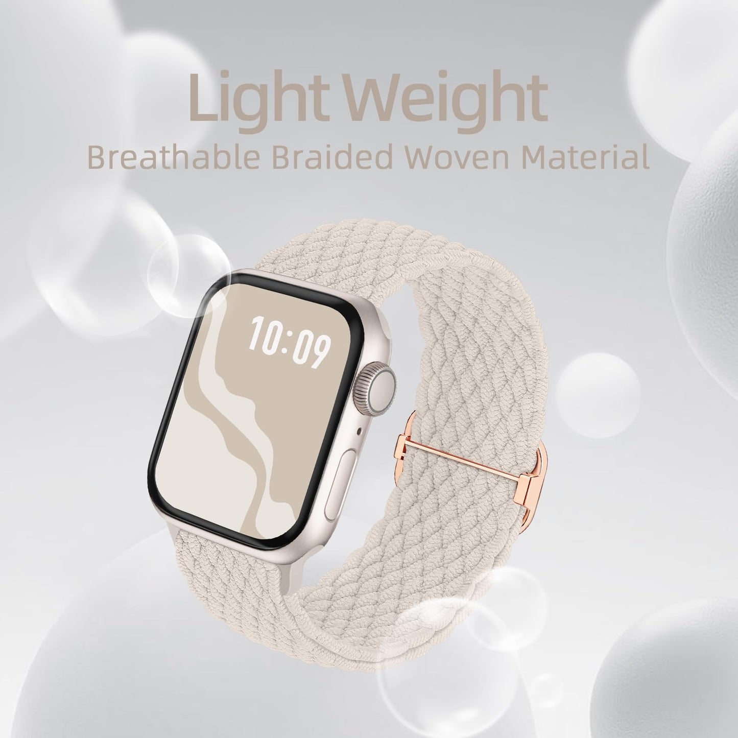 Braided Stretchy Solo Loop Compatible for Apple Watch Band 38mm 40mm 41mm 42mm 44mm 45mm 46mm 49mm for Women Men, Nylon Elastic Straps Wristbands for iWatch Series 10 9 8 7 6 SE 5 4 3 2 Ultra Ultra 2