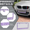 Piburth Bling Car License Plate Frame, Sparkly Rhinestone Stainless Steel License Plate Cover, Universal for Most Cars, SUVs, Vehicles with Screw Set, Auto Accessories for Women (Purple, 1PCS)