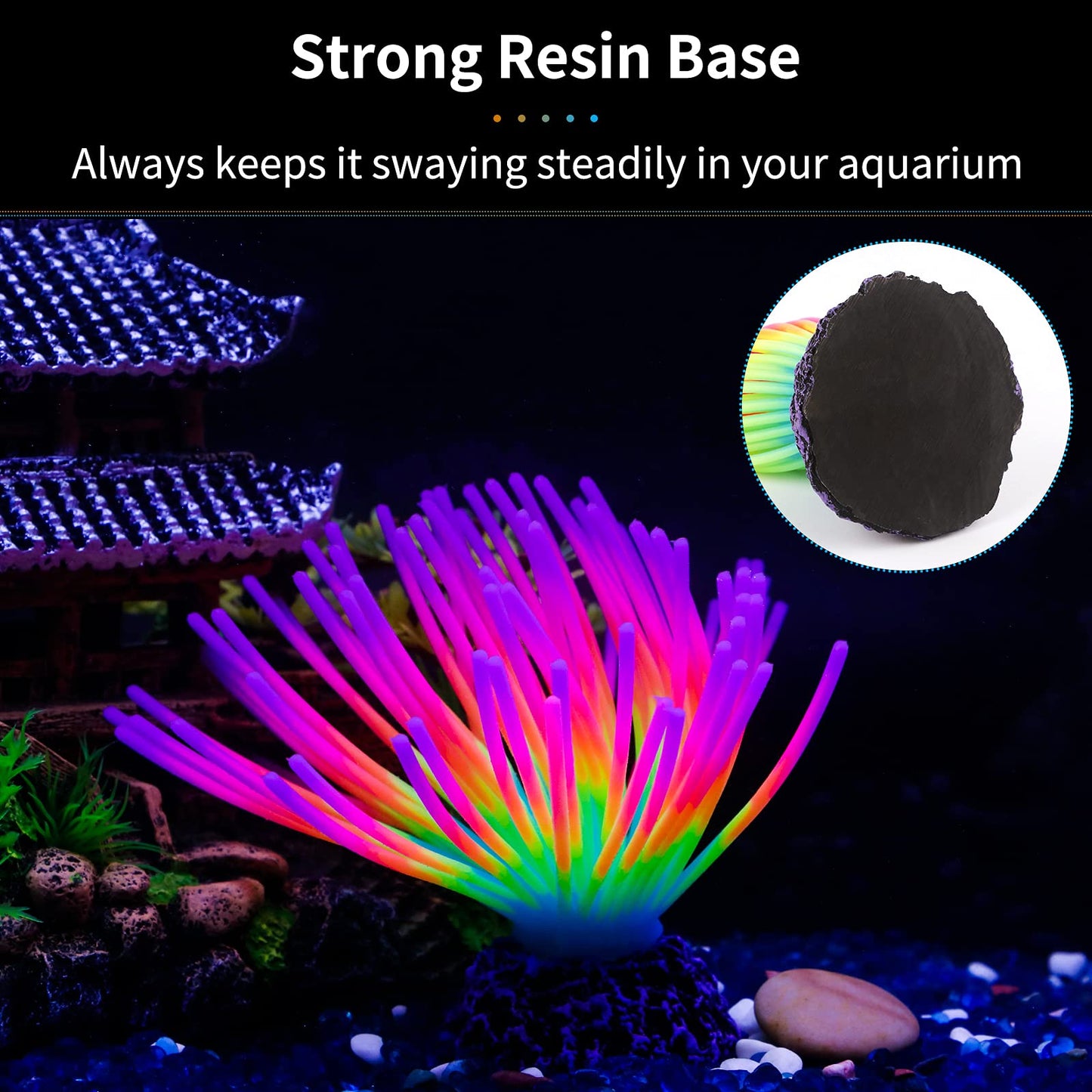 Uniclife Aquarium Imitative Rainbow Sea Urchin Ball Ornement artificiel en silicone avec effet lumineux pour décoration de paysage d'aquarium