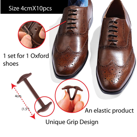 Koollaces No Tie Elastic Slip on Dress Shoelaces, Silicone Shoelaces Patented Anchor Type (10pcs Brown)