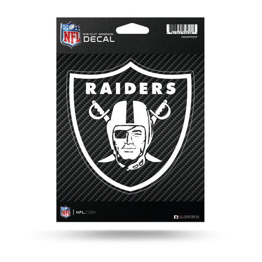 Calcomanía troquelada de vinilo de fibra de carbono de 5" x 7" de los Raiders de Las Vegas de la NFL de Rico Industries: accesorio para el automóvil, el camión y el hogar