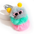 Caterpillar Worm Keychains, Pom Pom Cute Funny Plush Ring Accessories for Backpack Wristlet Car Keys Balls Decor Handbag, Charger Girly Frost Mint Llaveros Para Mochilas Charm for Girl Teen Women (D)