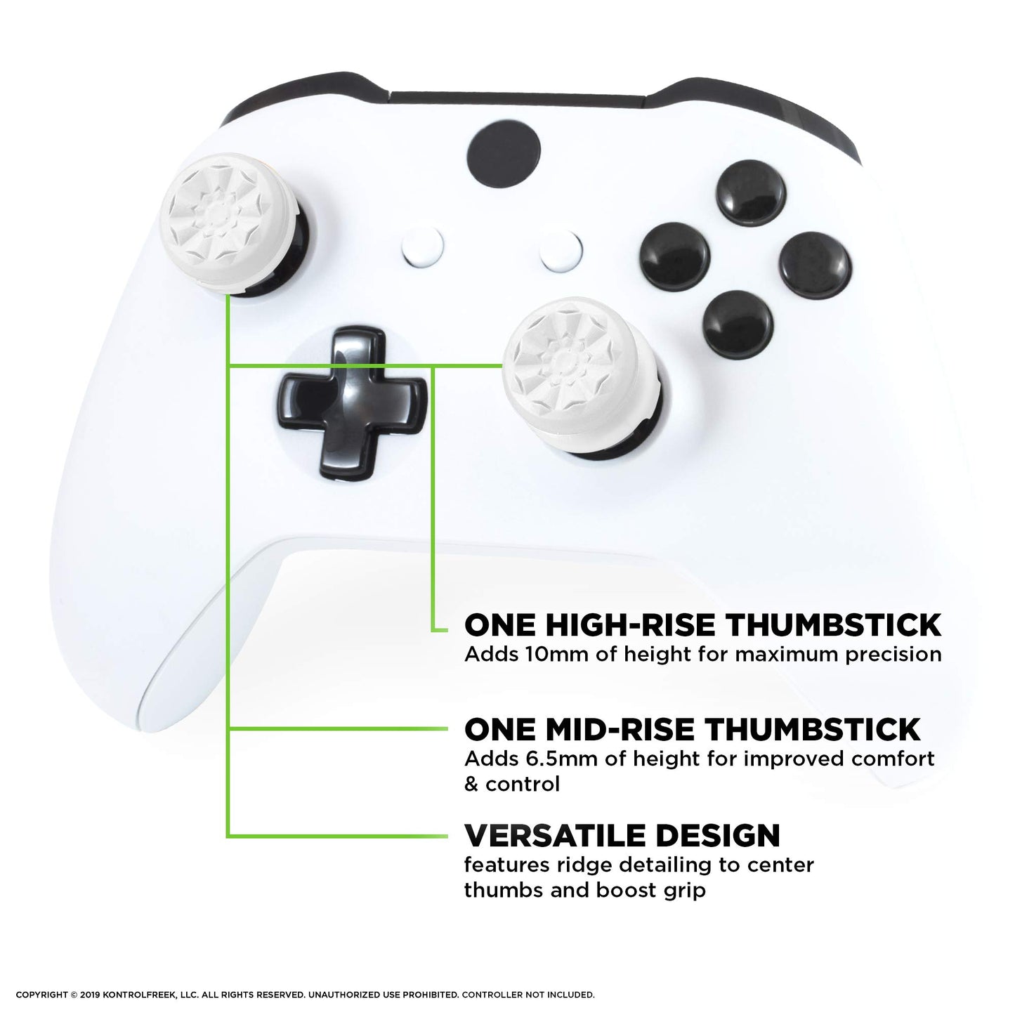 KontrolFreek FPS Freek Galaxy White for Xbox One and Xbox Series X Controller | Performance Thumbsticks | 1 High-Rise, 1 Mid-Rise | White