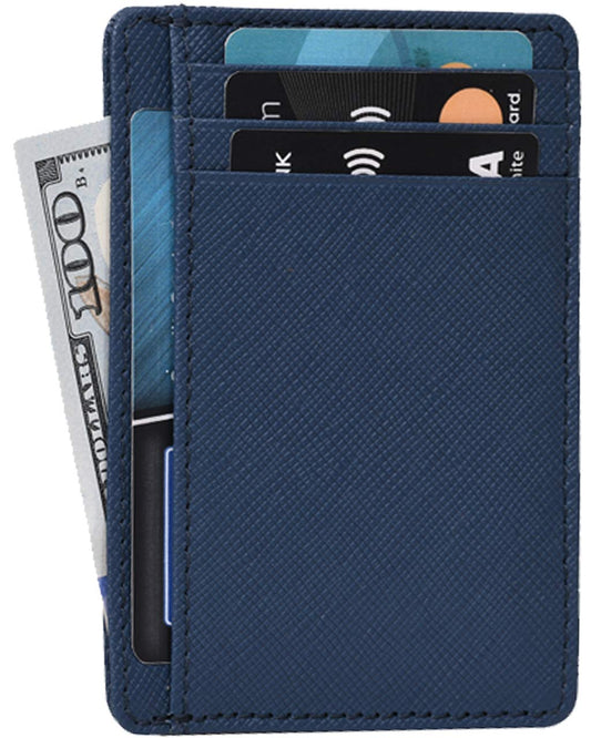 RFID Protected Leather Wallet | Blue | Gift For Him | Gift For Her | Front Pocket | Multiple Crad Slots | Slim And Chic