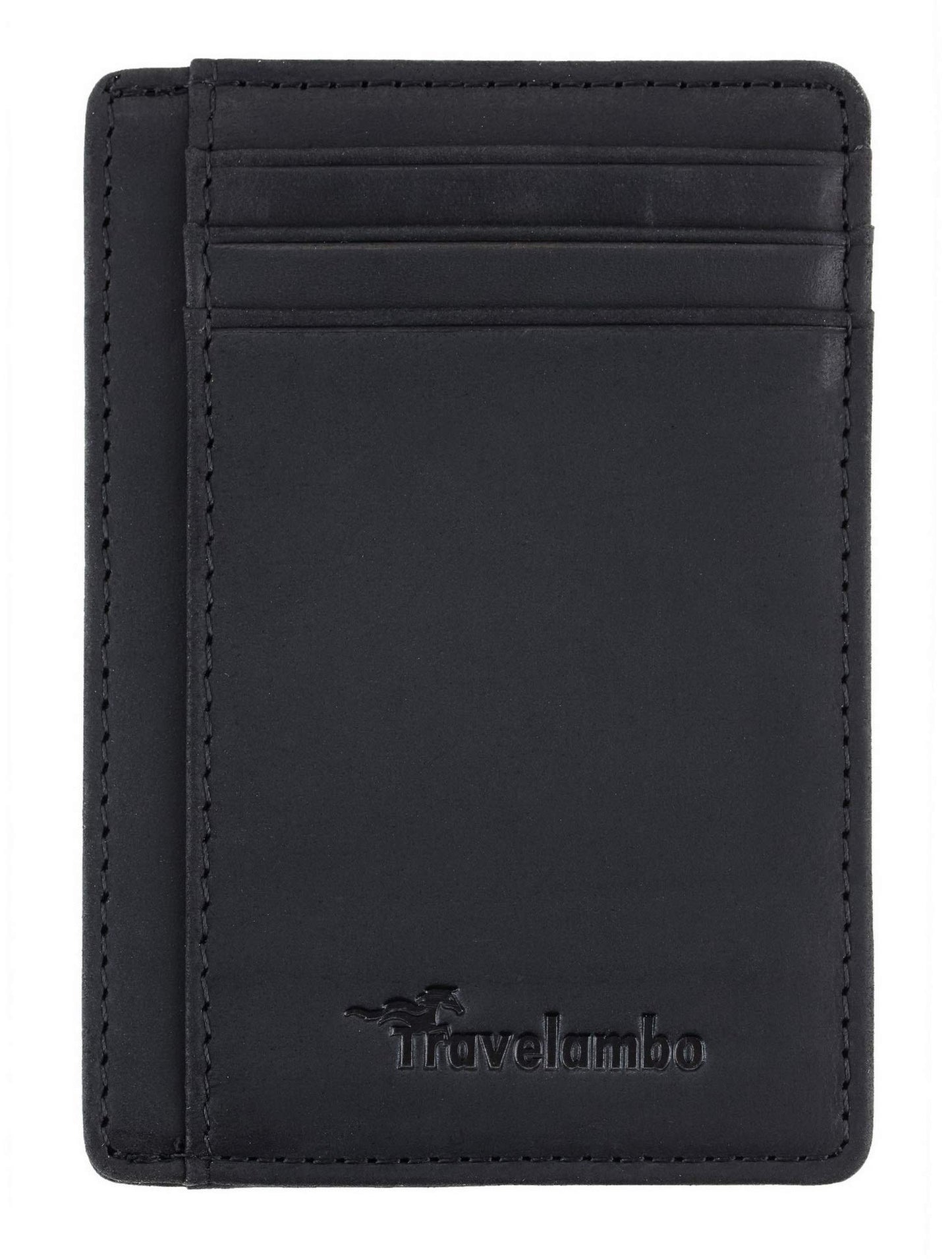 Travelambo Slim Wallet Front Pocket Minimalist Leather RFID Blocking Medium Size