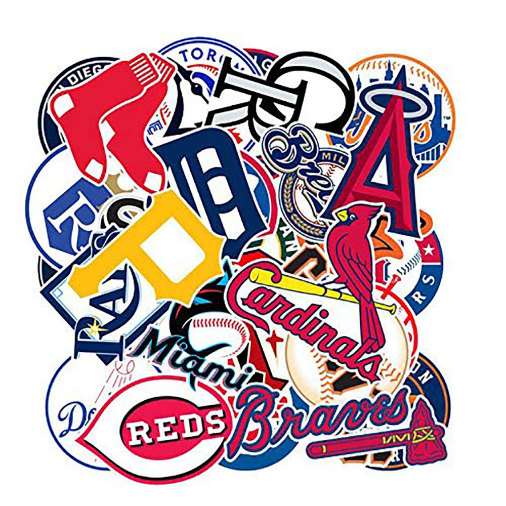 Baseball Team Fans Logo Stickers Major League Baseball All 30 Teams Collection Waterproof Vinyl Sticker Include Twins and Brewers for Hydro Flasks Laptops Water Bottle Skateboard 30 Pack