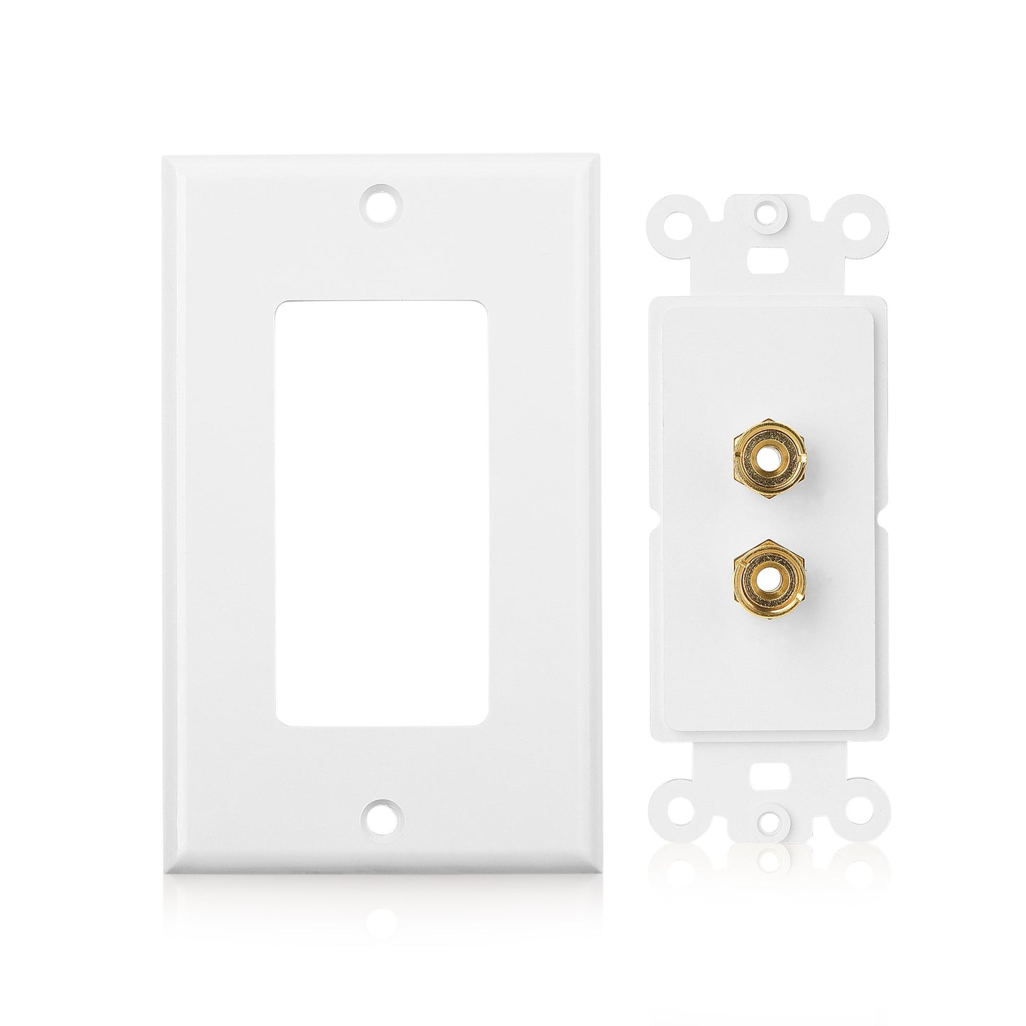 Cable Matters 2-Pack Speaker Wire Wall Plate (Speaker Wall Plate, Banana Plug Wall Plate) for 1 Speaker in White