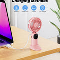 coldSky Portable Handheld Fan, 4000mAh Battery Operated Fan with LED Display, Handheld/Neck/Desk 3 in 1 Personal Small Fan, 90° Foldable Desk Fan with Base, 5 Speed Lash Fan Makeup Fan for Women