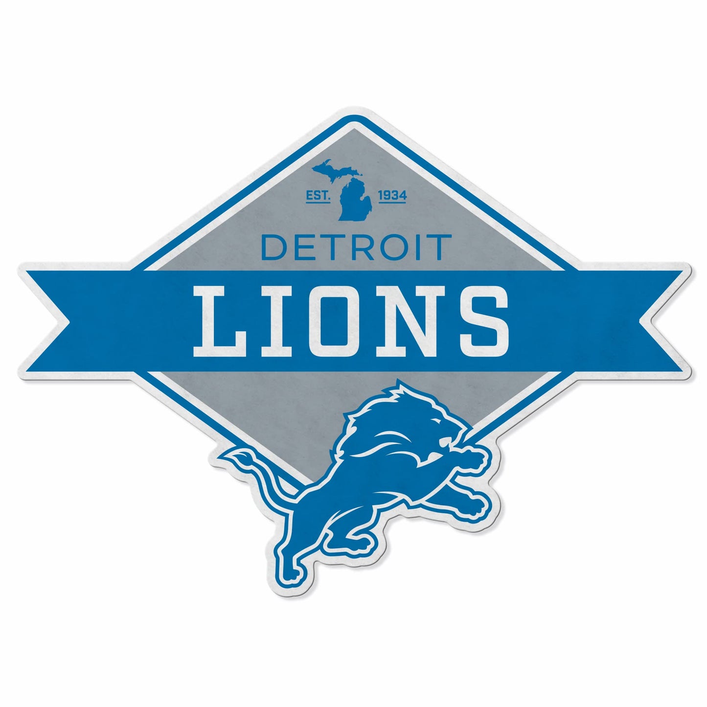 Banderín de corte en forma de diamante de los Detroit Lions de la NFL de Rico Industries: decoración para el hogar y la sala de estar, fieltro suave, fácil de colgar, 18 x 0,10 x 18