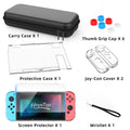 HEYSTOP Switch Case Compatible with Nintendo Switch, 9 in 1 Switch Accessories kit with Carrying Case, Dockable Protective Case, HD Screen Protector and 6pcs Thumb Grips Caps