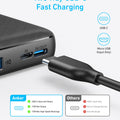 Anker Power Bank(PowerCore 10K),Compact Travel-Ready 10,000mAh Battery Pack with PowerIQ Charging Technology,5V/3A High-Speed Charging for iPhone,iPad,and More (USB-C Input and Output（Black），1pack)