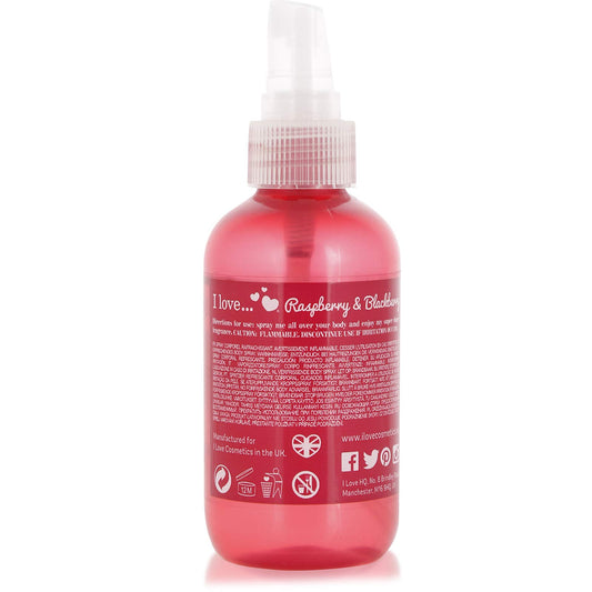 I LOVE Raspberry and BlackBerry Refreshing Body Spritzer - Body Mist Fragrance - Long Lasting Body Spray with Fruity Raspberry and BlackBerry Fragrance - 3.4 oz