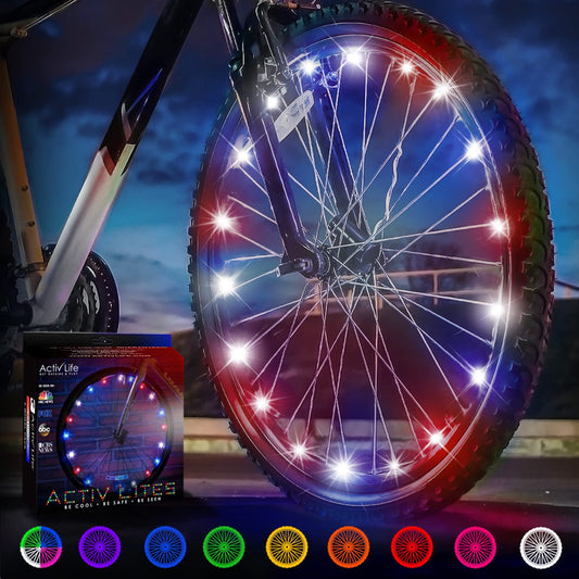 Luces LED para ruedas de bicicleta Activ Life con pilas incluidas. Obtenga un 100 % más de brillo y visibilidad desde todos los ángulos para máxima seguridad y estilo (paquete de 1 neumático)