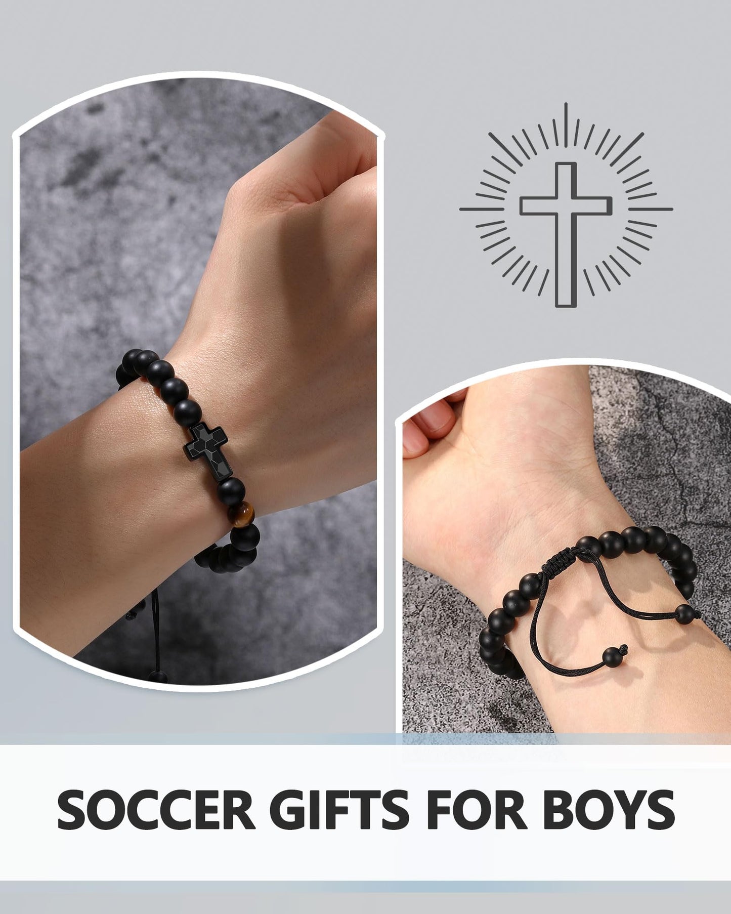 UNGENT THEM Soccer Gifts for Boys 8-12 12-14, Soccer Accessories Stuff Cross Bracelet Gifts for Teenage Boys Teens