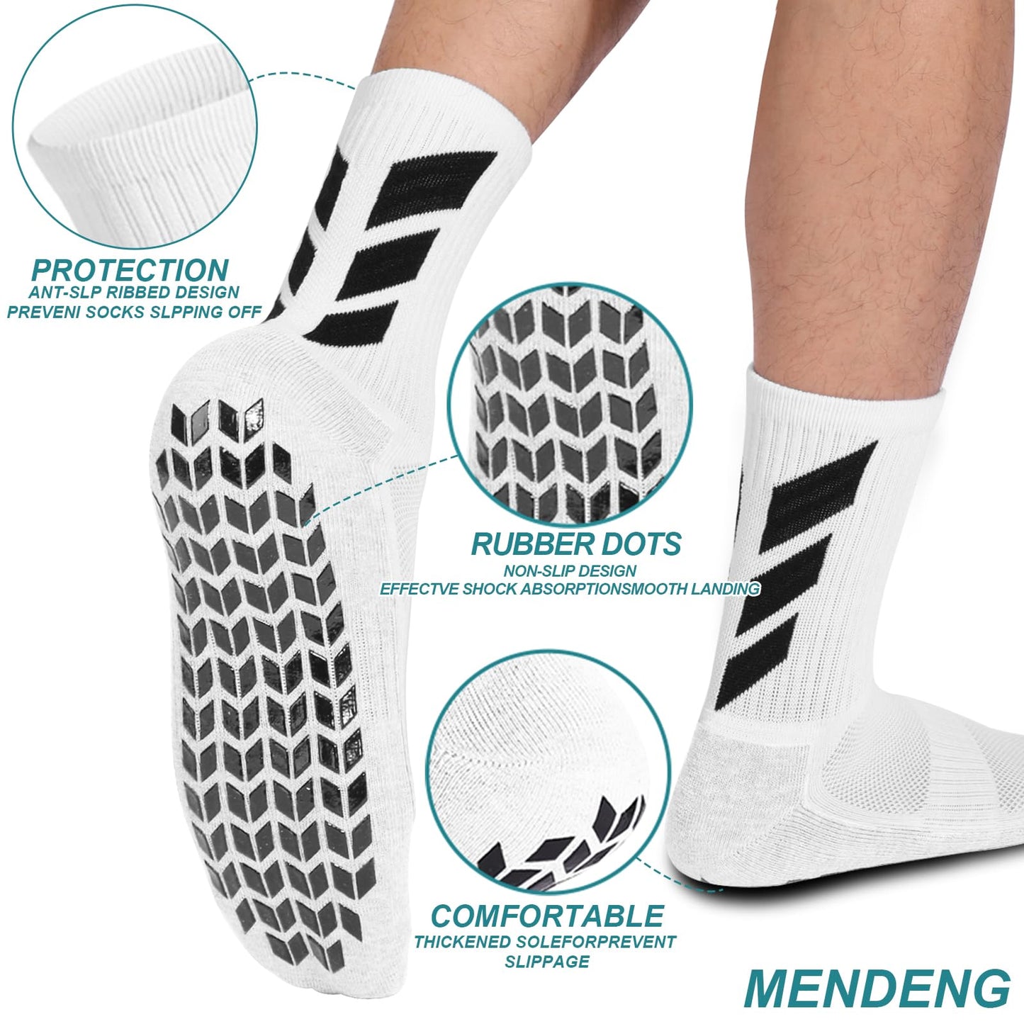 Chaussettes de football MENDENG Chaussettes de football Chaussettes de football pour hommes Chaussettes de football pour jeunes Antidérapantes Antidérapantes py Hôpital Yoga Accessoires de football Équipement d'entraînement de football