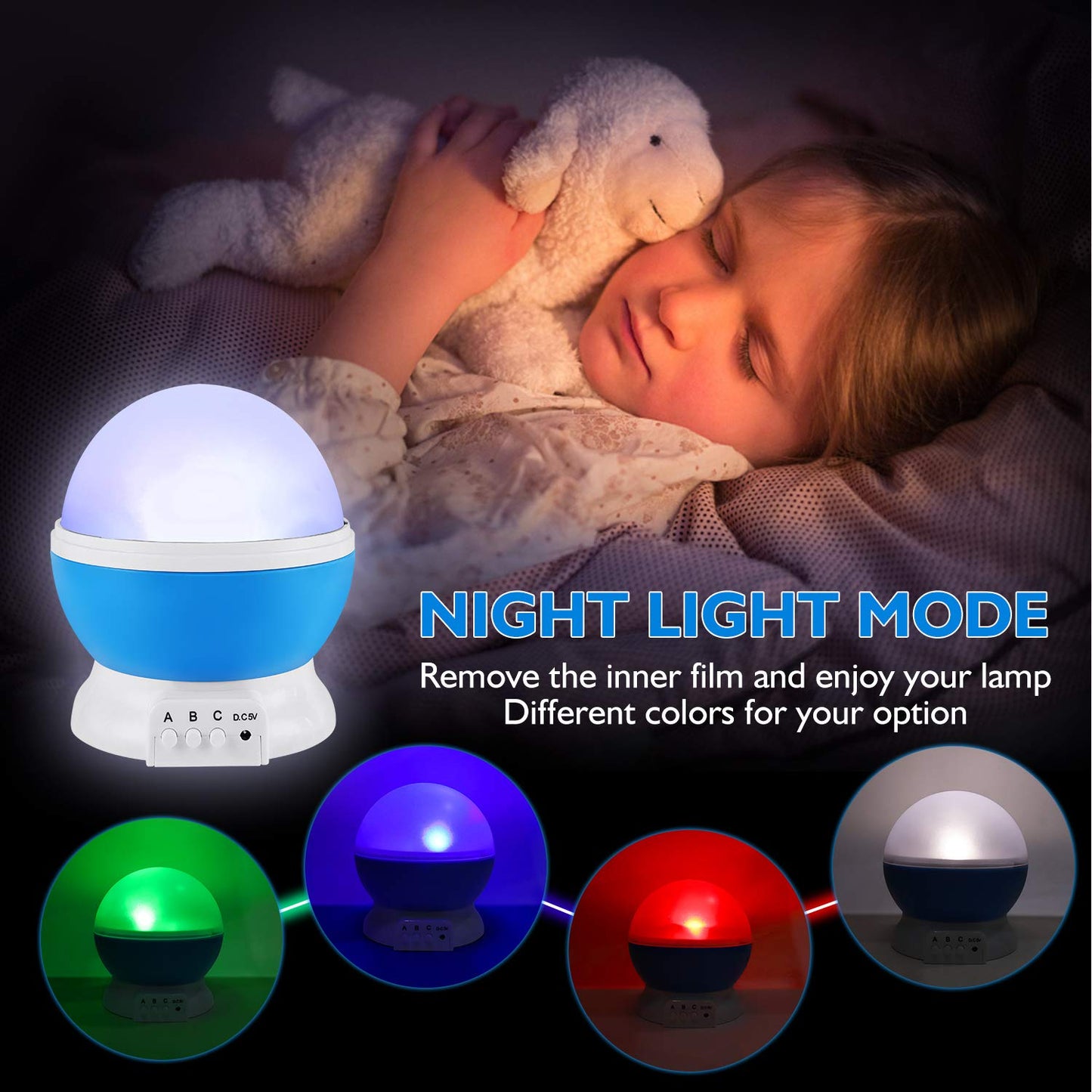 RICTLY Night Light for Kids, Kids Night Light, Star Night Light, Nebula Star Projector 360 Degree Rotation - 4 LED Bulbs 12 Light Color Changing with USB Cable, Romantic Gifts for Men Women Children