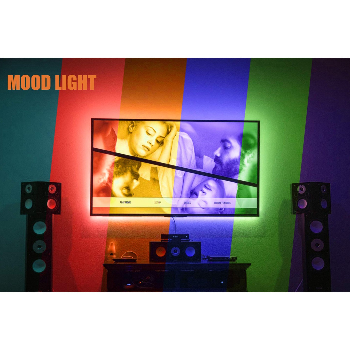 PANGTON VILLA Led Strip Lights 8.2ft for 40-60in TV, USB LED TV Backlight Kit with Remote - 16 Color 5050 LEDs Bias Lighting for HDTV