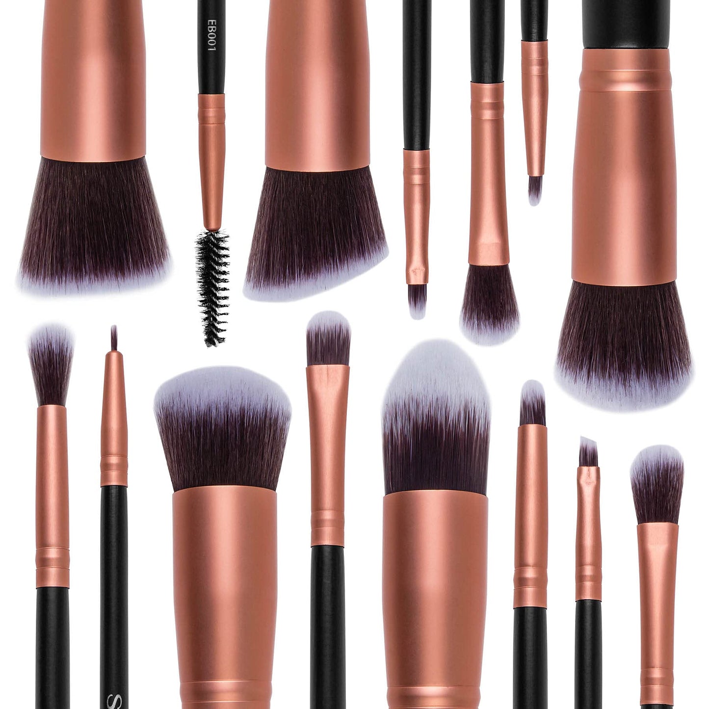 SHANY Makeup Brushes - Rose All Day - 14-Piece Brush Set – Foundation Powder Concealers Eye Shadows Makeup brushes - Complete Kabuki Makeup Brush Set in Rose Gold - 14 PCS