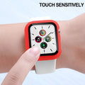 Charlam Compatible with Apple Watch Case 44mm iWatch SE Series 6 5 4 with Screen Protector, Slim Guard Thin Bumper Full Coverage Hard Cover Defense Edge for Women Men, Black White Red, 3 Pack