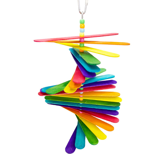 1112 Rainbow Stick Chewer Bird Toy – Colorful Hanging Shredding and Chewing Toy for Parrots, Conures, Cockatiels, and Budgies – Vibrant and Engaging Bird-Safe Toy – Made in USA by M&M Bird Toys