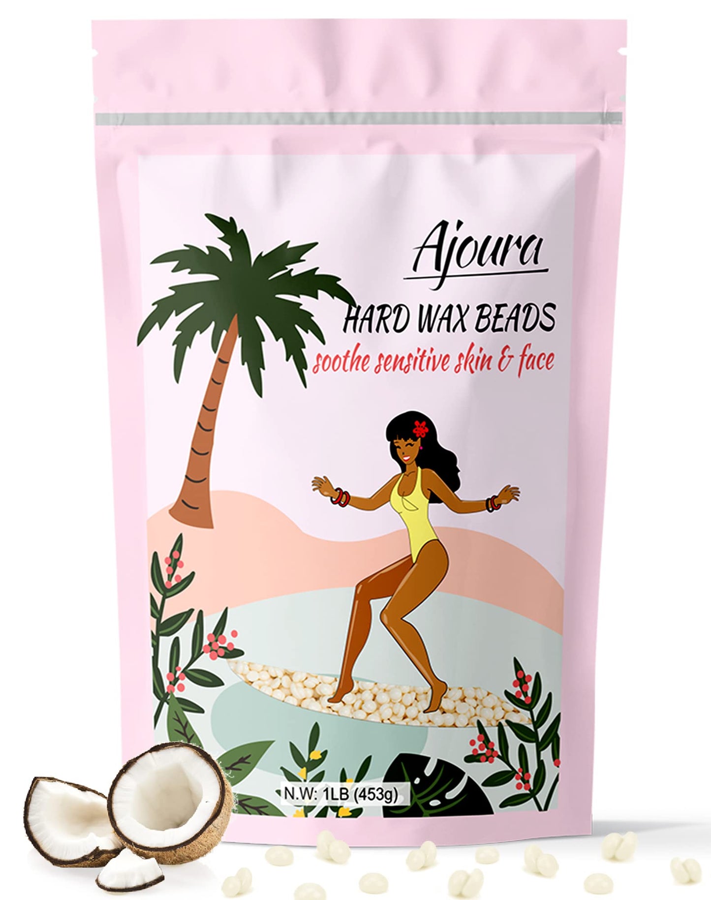 Ajoura 1lb Refill Wax Beans for Hair Removal Kit, Brazilian Coarse Waxing for Bikini, Face, Eyebrow, Back, Chest, Legs, Armpit, At Home Waxing Beads for Women Men