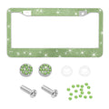 Cadre de plaque d'immatriculation de voiture Ohleats, cadre de plaque d'immatriculation en acier inoxydable étincelant, support de plaque d'immatriculation Bling Diamond pour femmes et hommes, accessoires extérieurs universels pour voiture (vert clair)