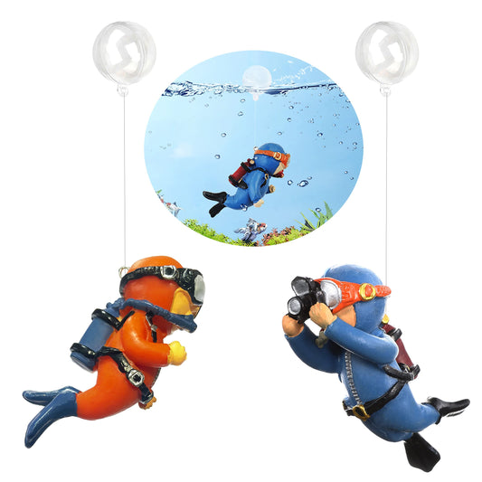 SUPTEC Lot de 2 décorations flottantes pour aquarium Little Diver - Accessoires pour aquarium - Compagnon de jeu pour aquarium - Convient à tous les types d'aquariums et de piscines